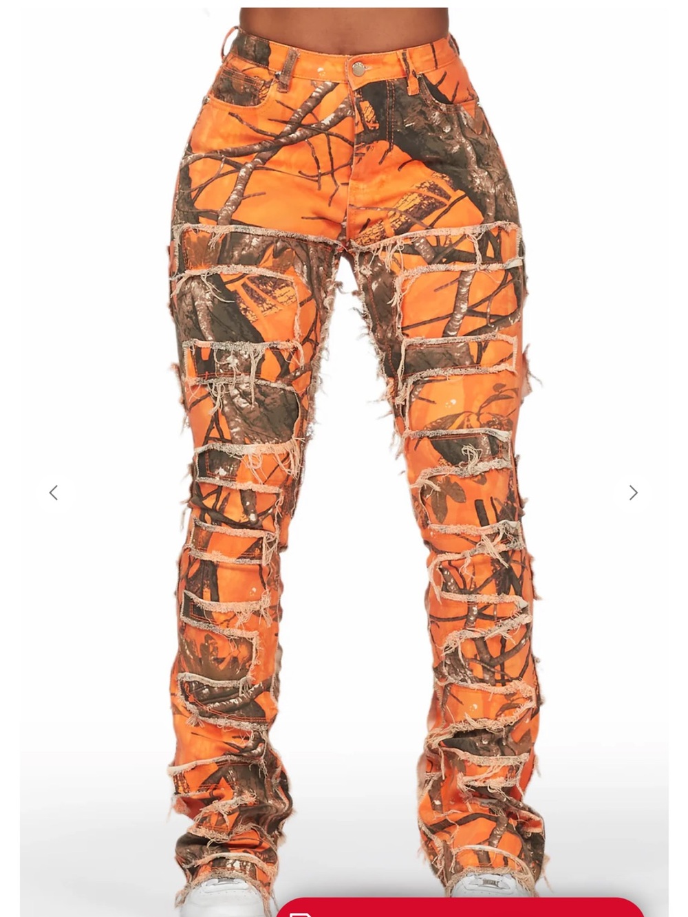 Orange Camo Distressed Ripped Jeans